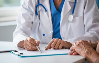 GP consulting room illustrating firearms medical markers on patient records