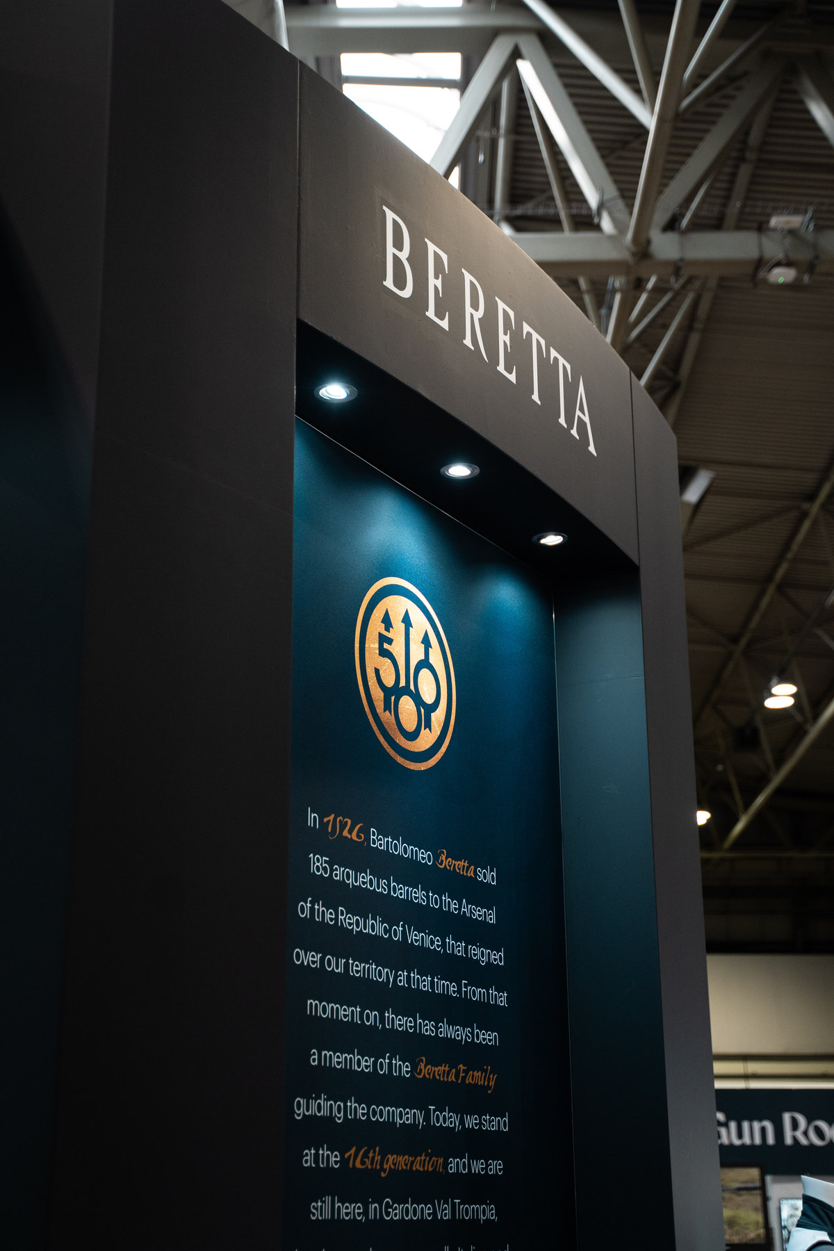 Beretta heritage display telling the 1526 story on the GMK stand