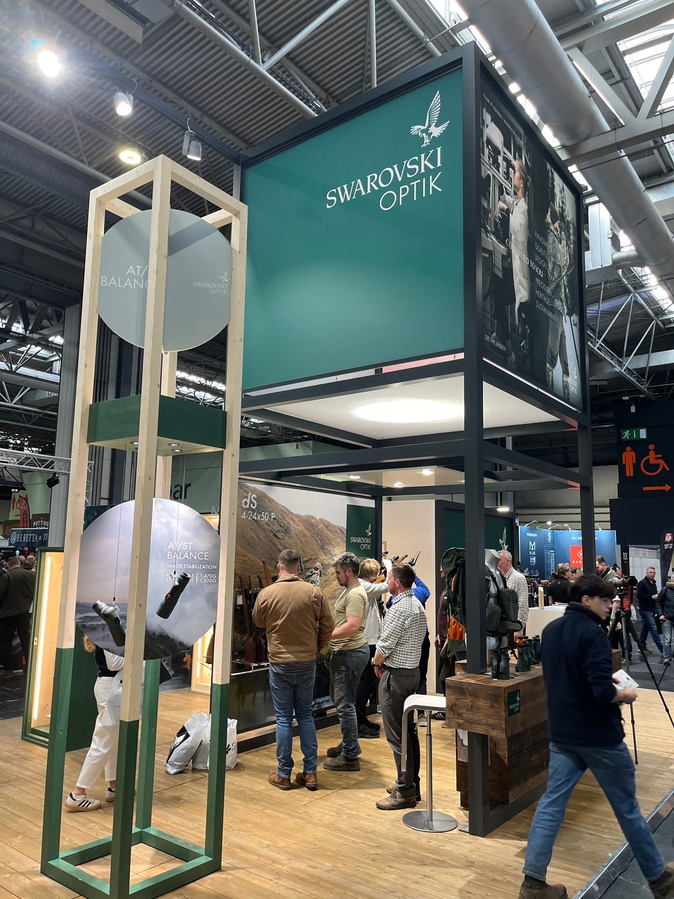 The AT/ST Balance display tower on the Swarovski Optik stand at the British Shooting Show