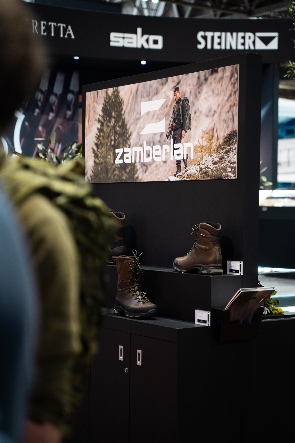 Zamberlan boots on the GMK stand at the British Shooting Show