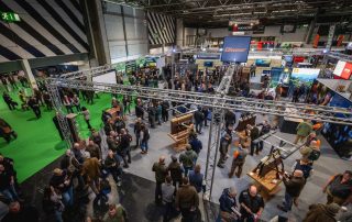 The busy show floor of the British Shooting Show at the NEC Birmingham