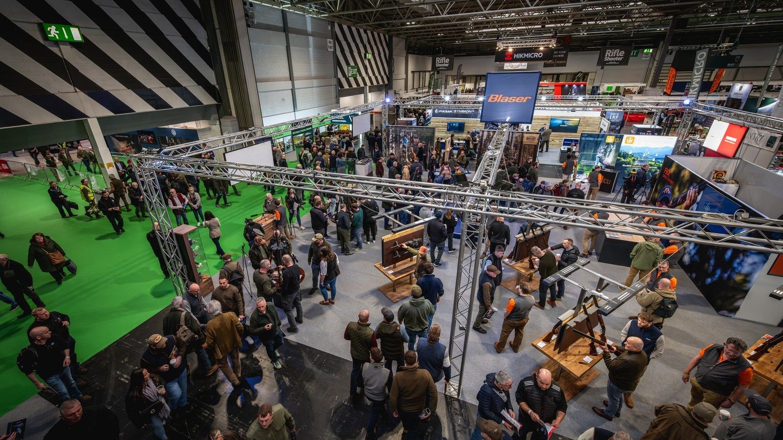The busy show floor of the British Shooting Show at the NEC Birmingham